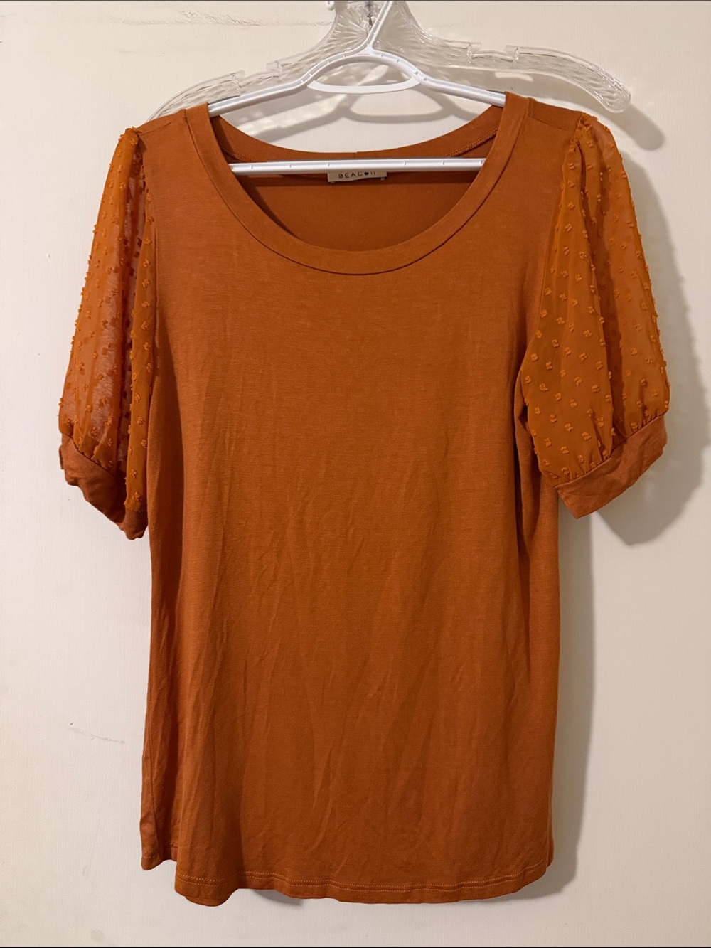 Beacon Rust Orange Puff-Sleeve Tee